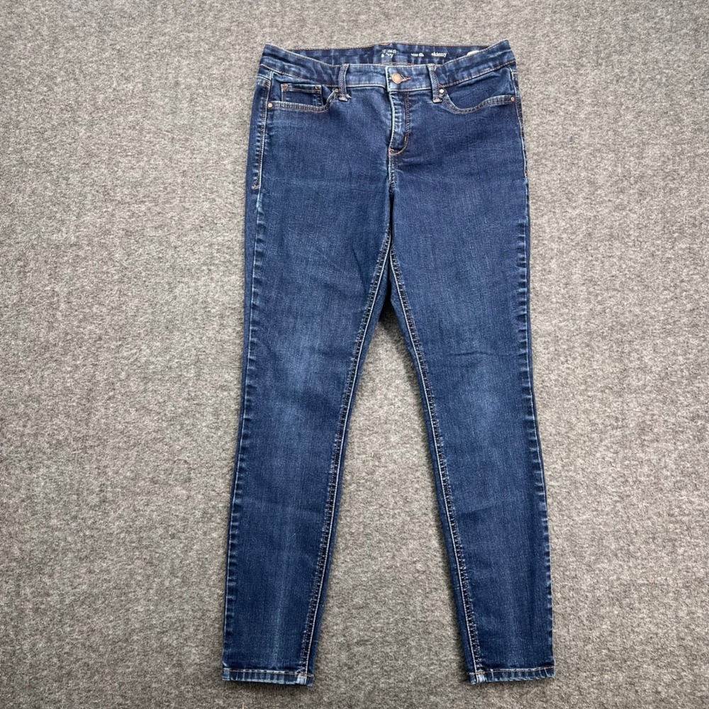 Crown & Ivy Womens Skinny Jeans Dark Wash Blue casual‎ Denim Mid Rise Size 6h